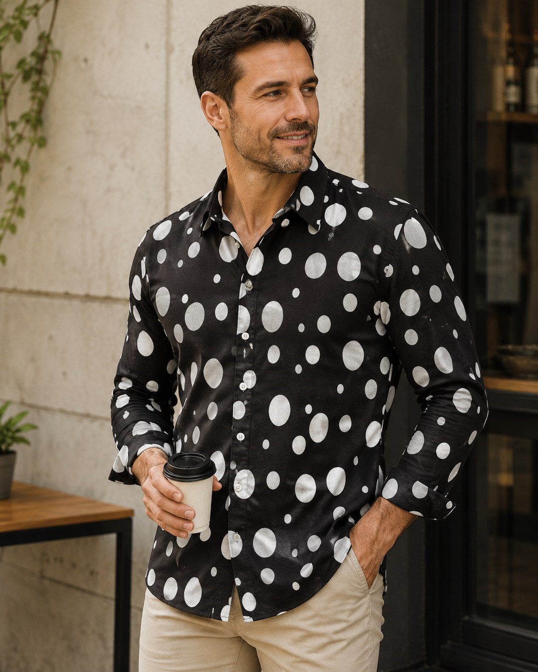 Mofybuy Noir Orbit Dot Shirt