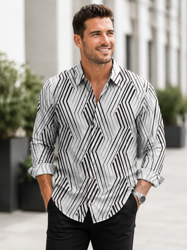 Mofybuy Art Deco Chevron Shirt