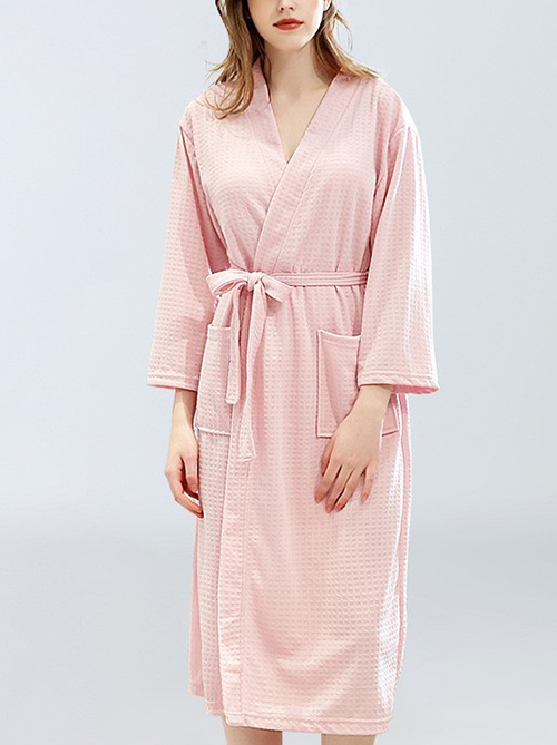 Mofybuy waffle-knit skin-friendly, sweat-absorbent, soft and comfortable bathrobe.