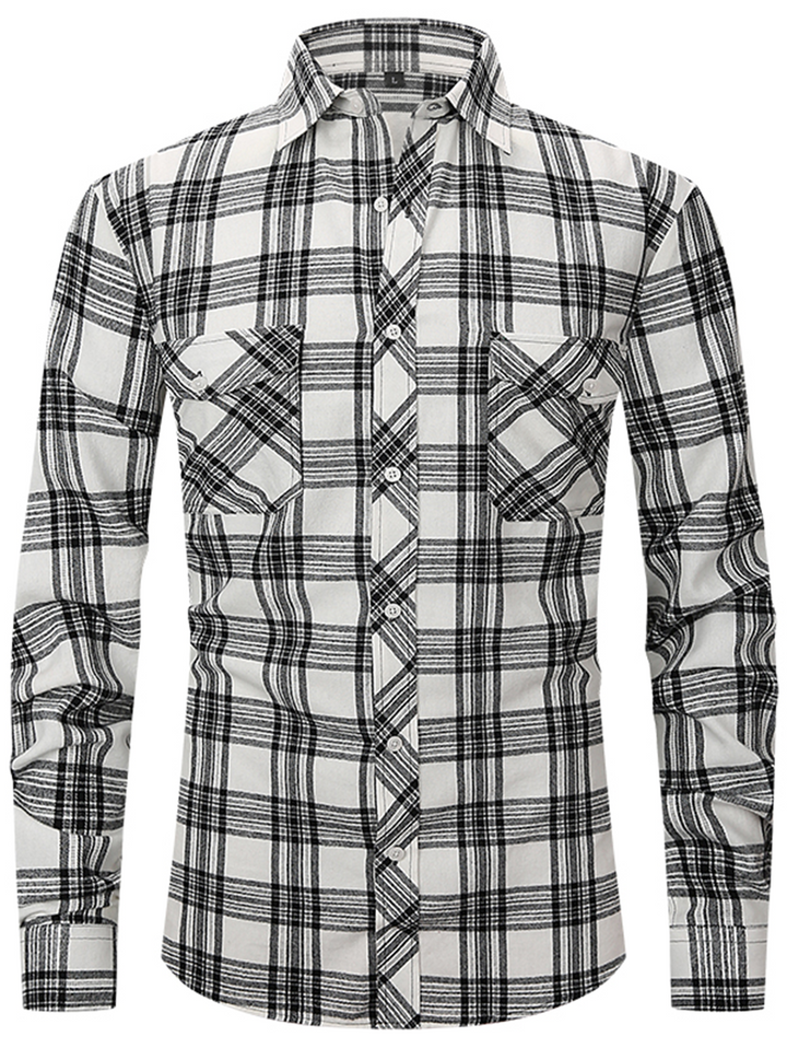 Mofybuy Men's Casual Cotton Classic Plaid Shirt