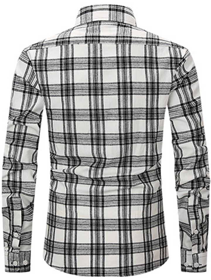 Mofybuy Men's Casual Cotton Classic Plaid Shirt