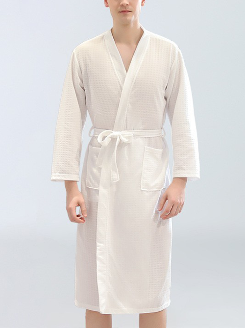 Mofybuy waffle-knit skin-friendly, sweat-absorbent, soft and comfortable bathrobe.