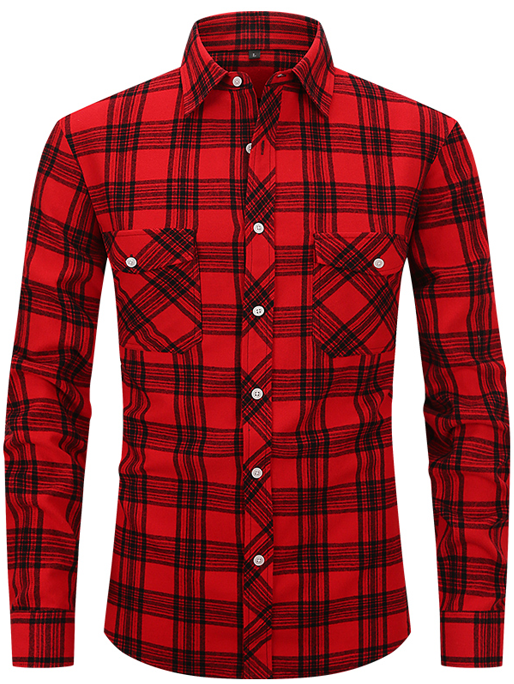 Mofybuy Men's Casual Cotton Classic Plaid Shirt