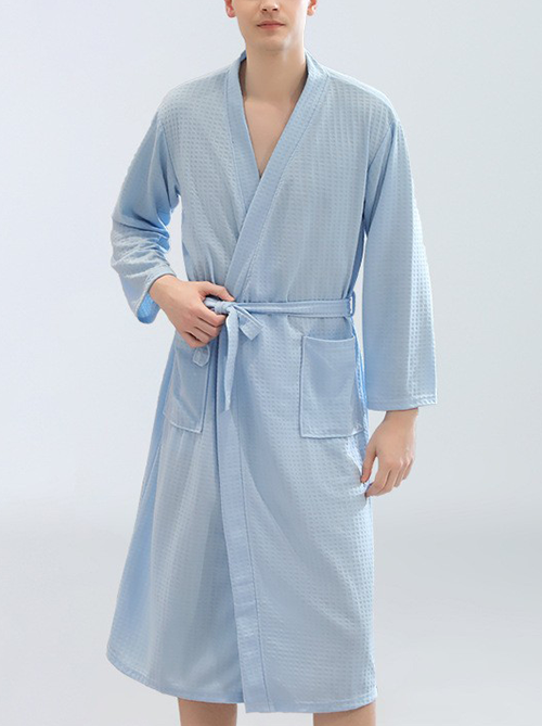 Mofybuy waffle-knit skin-friendly, sweat-absorbent, soft and comfortable bathrobe.