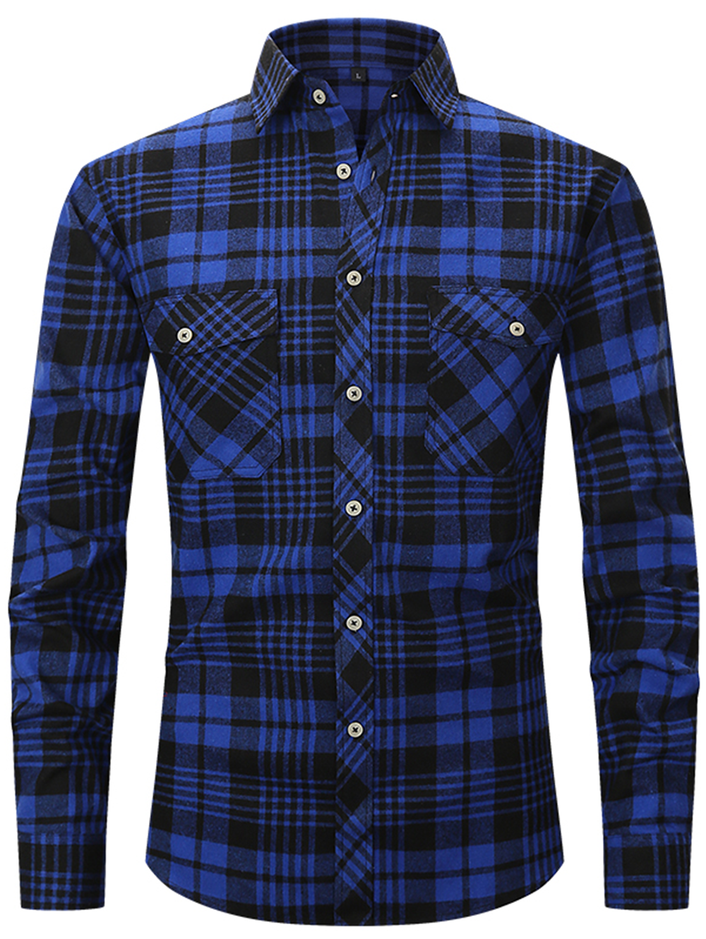 Mofybuy Men's Casual Cotton Classic Plaid Shirt