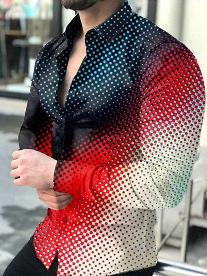 Mofybuy Men's Casual Party Print Shirt