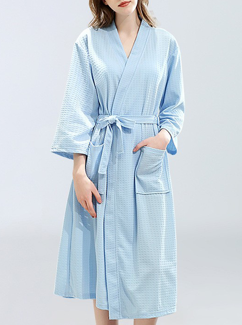 Mofybuy waffle-knit skin-friendly, sweat-absorbent, soft and comfortable bathrobe.